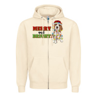 Sandshell merry and bright beagle Zipper Hoodie - RanaPortraitStore