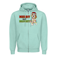 Seafoam merry and bright beagle Zipper Hoodie - RanaPortraitStore