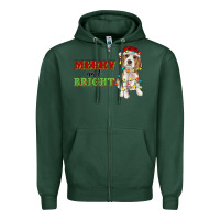 Sports Green merry and bright beagle Zipper Hoodie - RanaPortraitStore