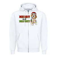 White merry and bright beagle Zipper Hoodie - RanaPortraitStore