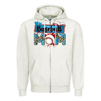 Oatmeal Heather baseball mom with leopard Zipper Hoodie - Zillion Design Studio