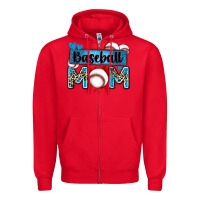 Red baseball mom with leopard Zipper Hoodie - Zillion Design Studio