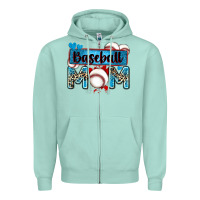 Seafoam baseball mom with leopard Zipper Hoodie - Zillion Design Studio