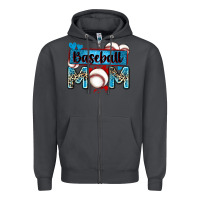 Smoke baseball mom with leopard Zipper Hoodie - Zillion Design Studio