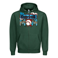 Sports Green baseball mom with leopard Zipper Hoodie - Zillion Design Studio