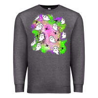 Charcoal Heather ghost halloween patch Premium Sweatshirt - BundleAndBundleShop