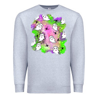 Heather Grey ghost halloween patch Premium Sweatshirt - BundleAndBundleShop