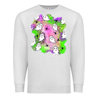 Oatmeal Heather ghost halloween patch Premium Sweatshirt - BundleAndBundleShop