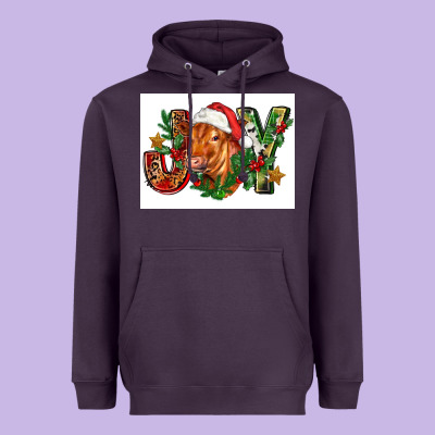 Christmas Heifer Joy Heavyweight Hoodie Designed By Fadigitalartstudio