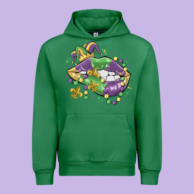 Mardi Gras Lips Urban Hoodie Designed By Maliassmallbusiness