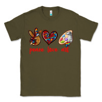 Army Green peace love art Classic Tee - texasbilliewilder