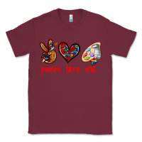 Burgundy peace love art Classic Tee - texasbilliewilder