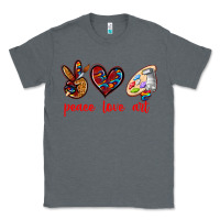 Charcoal Heather peace love art Classic Tee - texasbilliewilder