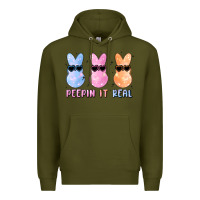 Army Green peepin it real easter glitter Premium Hoodie - MaliasSmallBusiness