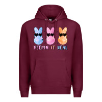 Burgundy peepin it real easter glitter Premium Hoodie - MaliasSmallBusiness