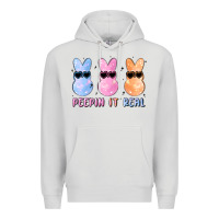 Dove Grey peepin it real easter glitter Premium Hoodie - MaliasSmallBusiness