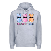 Heather Grey peepin it real easter glitter Premium Hoodie - MaliasSmallBusiness