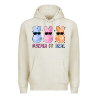 Oatmeal Heather peepin it real easter glitter Premium Hoodie - MaliasSmallBusiness