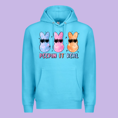 Peepin It Real Easter Glitter Premium Hoodie Designed By Maliassmallbusiness