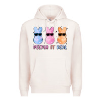Pale Pink peepin it real easter glitter Premium Hoodie - MaliasSmallBusiness