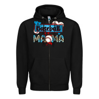 Black baseball mama with leopard Zipper Hoodie - Zillion Design Studio