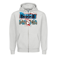 Dove Grey baseball mama with leopard Zipper Hoodie - Zillion Design Studio