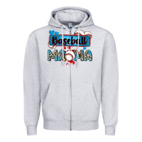 Heather Grey baseball mama with leopard Zipper Hoodie - Zillion Design Studio