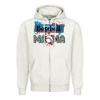Oatmeal Heather baseball mama with leopard Zipper Hoodie - Zillion Design Studio
