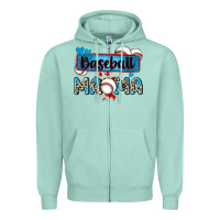Seafoam baseball mama with leopard Zipper Hoodie - Zillion Design Studio