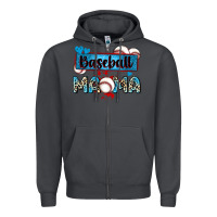 Smoke baseball mama with leopard Zipper Hoodie - Zillion Design Studio