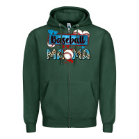Sports Green baseball mama with leopard Zipper Hoodie - Zillion Design Studio