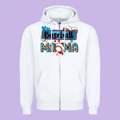 Baseball Mama With Leopard Zipper Hoodie Designed By Zillion Design Studio