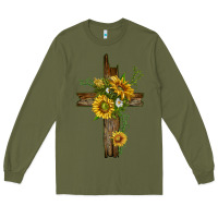 Army Green sunflower cross Long Sleeve Tee - texasbilliewilder