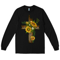 Black sunflower cross Long Sleeve Tee - texasbilliewilder
