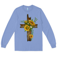 Colony Blue sunflower cross Long Sleeve Tee - texasbilliewilder
