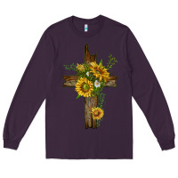 Plum sunflower cross Long Sleeve Tee - texasbilliewilder