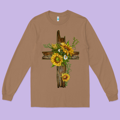 Long Sleeve Tee sunflower cross