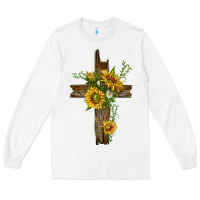 White sunflower cross Long Sleeve Tee - texasbilliewilder