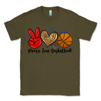 Army Green peace love basketball Classic Tee - Zillion Design Studio