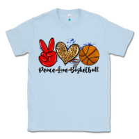 Dusty Blue peace love basketball Classic Tee - Zillion Design Studio