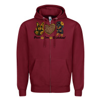 Burgundy peace love dachshund Zipper Hoodie - RanaPortraitStore