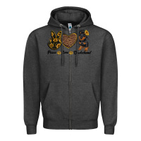 Charcoal Heather peace love dachshund Zipper Hoodie - RanaPortraitStore