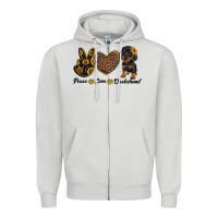 Dove Grey peace love dachshund Zipper Hoodie - RanaPortraitStore