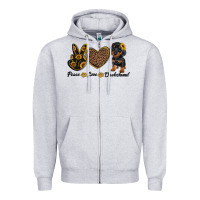 Heather Grey peace love dachshund Zipper Hoodie - RanaPortraitStore