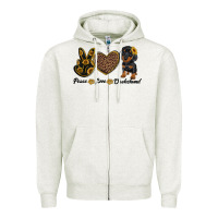 Oatmeal Heather peace love dachshund Zipper Hoodie - RanaPortraitStore