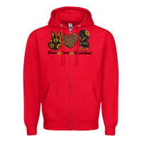 Red peace love dachshund Zipper Hoodie - RanaPortraitStore