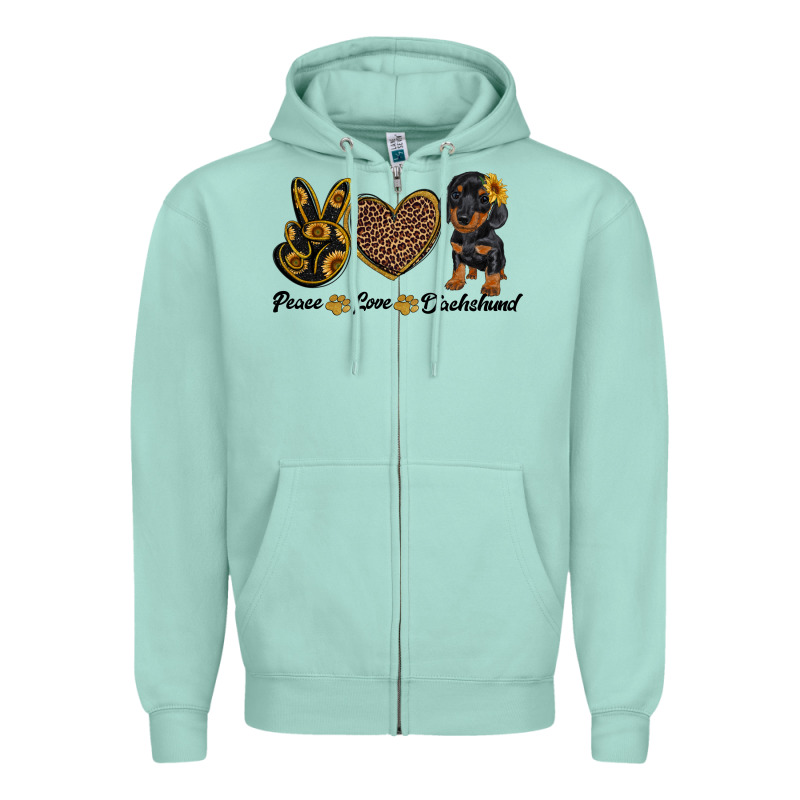 Peace Love Dachshund Zipper Hoodie by RanaPortraitStore | Teevron