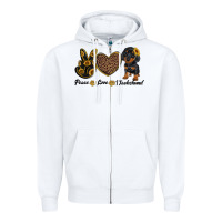 White peace love dachshund Zipper Hoodie - RanaPortraitStore