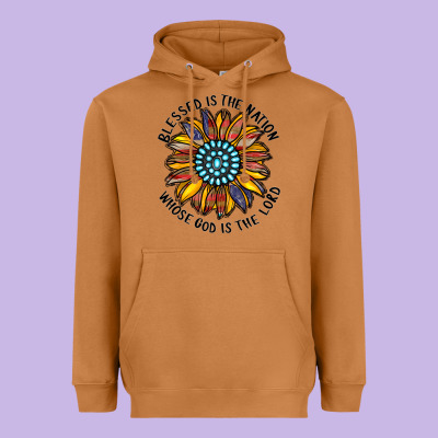 Blessed Is The Nation Whose God Is The Lord Heavyweight Hoodie Designed By Cowhidedigitalart