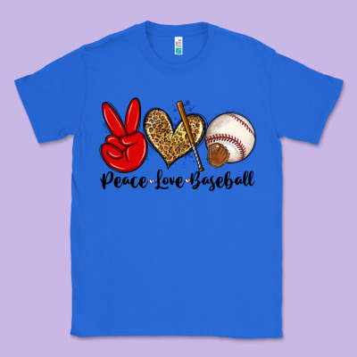 Peace Love Baseball Classic Tee Designed By Zillion Design Studio